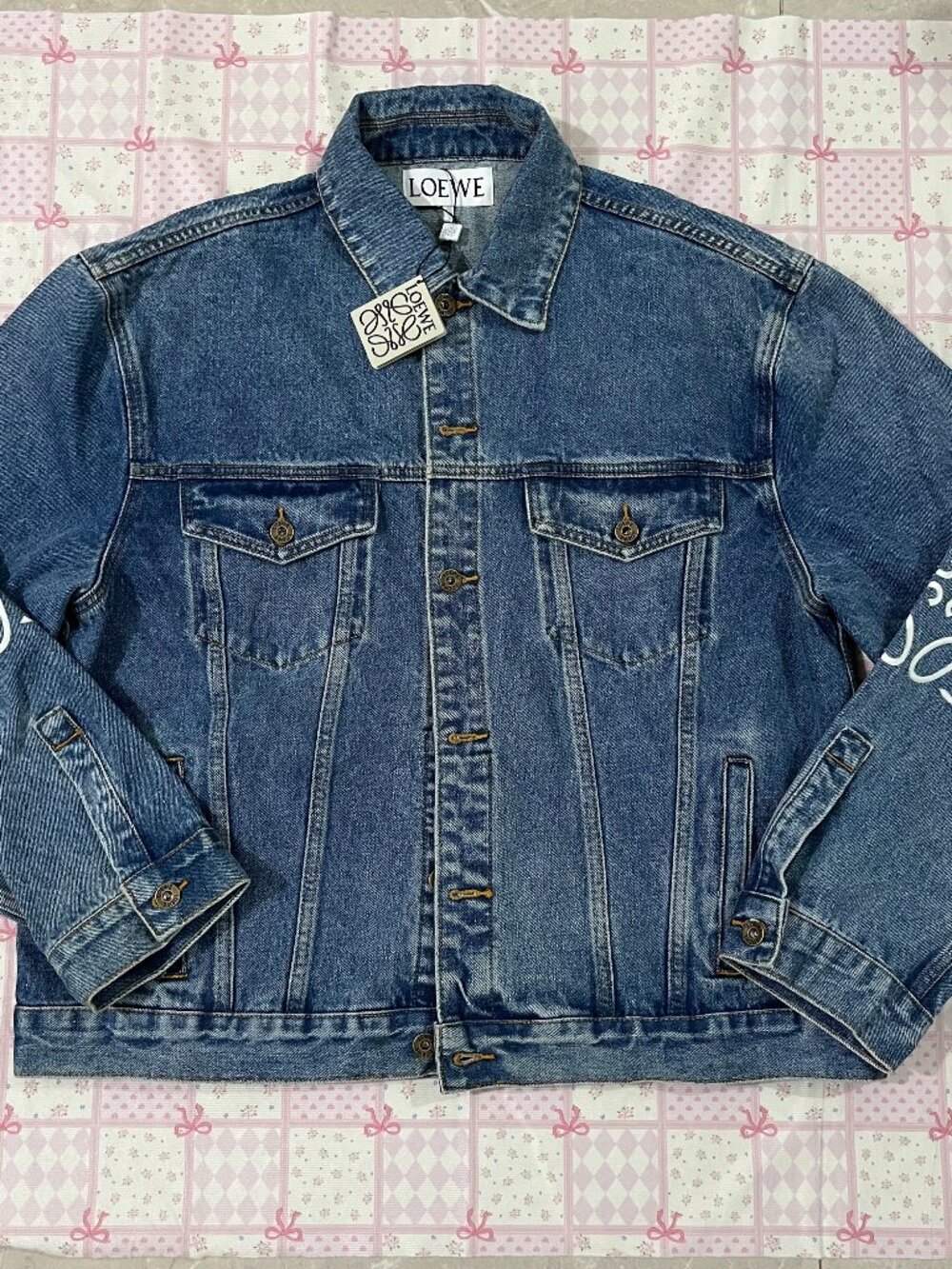 Loewe Anagram Denim Jacket With Embroidered Sleeves